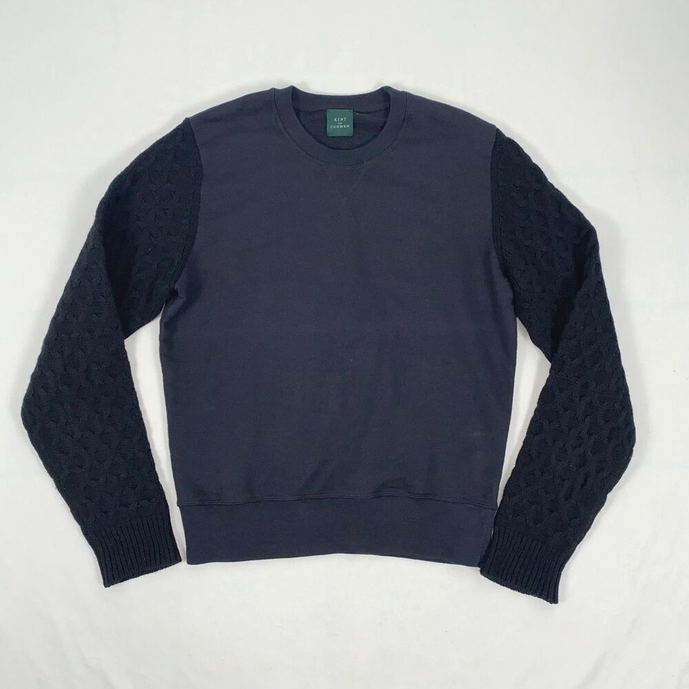 Kent & Curwen Sweater Sweatshirt Mens Medium Black Cable Knit Cashmere Blend Emo